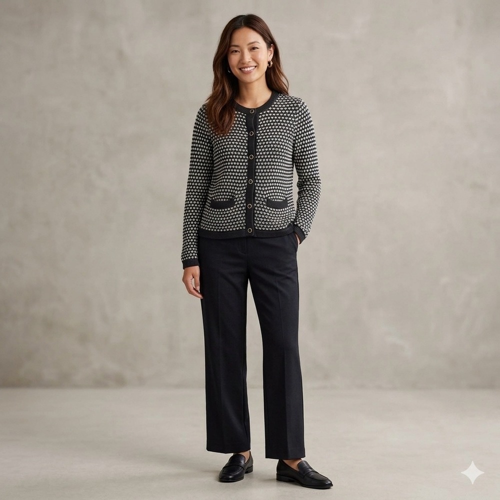 Banana Republic Womens Size Small Metallic Textured Knit Cardigan Sweater Black